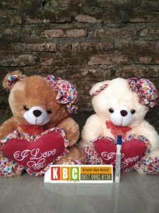 Boneka Teddy Bear Topi Katun Coklat dan krem