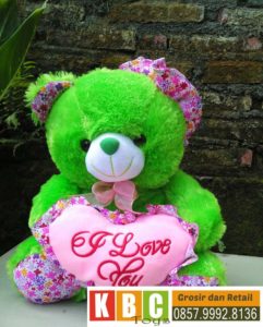 Boneka Teddy Bear Topi Katun Hijau