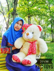 Grosir-Boneka-Teddy-Bear-Syal-Jumbo-Krem
