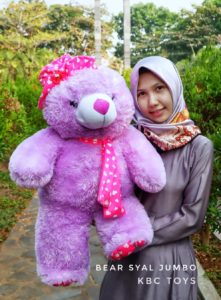 Grosir-Boneka-Teddy-Bear-Syal-Jumbo-Ungu